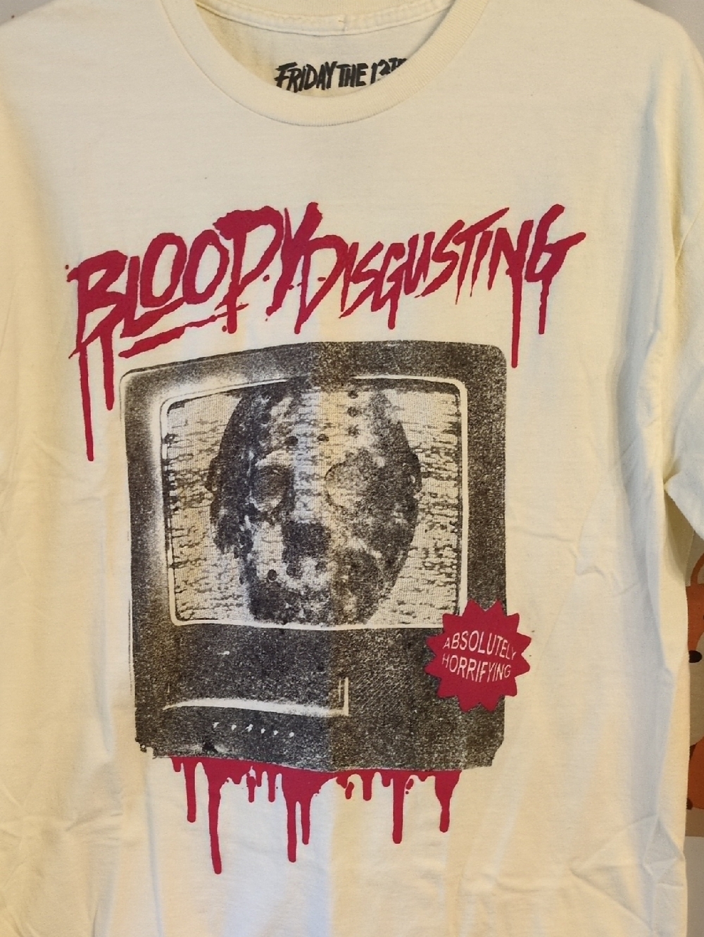 Friday the 13th 'Blood: Disgusting' Graphic Short Sleeve T-Shirt - Cream